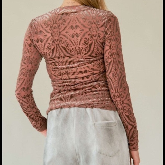 DAVI & DANI Velvet Blouse in Dusty Rose - Picture 3 of 5